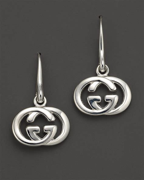 gucci aged silver earrings|gucci britt silver drop earrings.